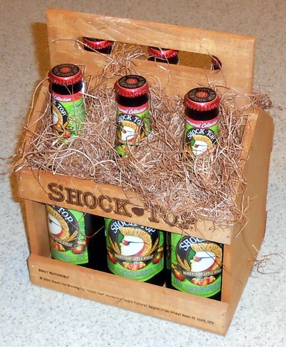 Shock Top wooden six-pack case