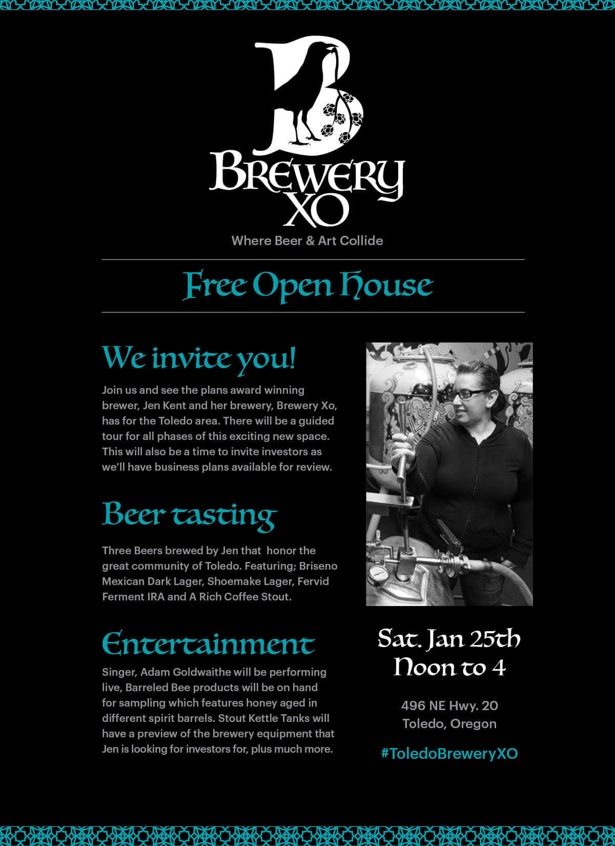 Upcoming Brewery Xo to hold open house this Saturday, and interview with founder Jen Kent