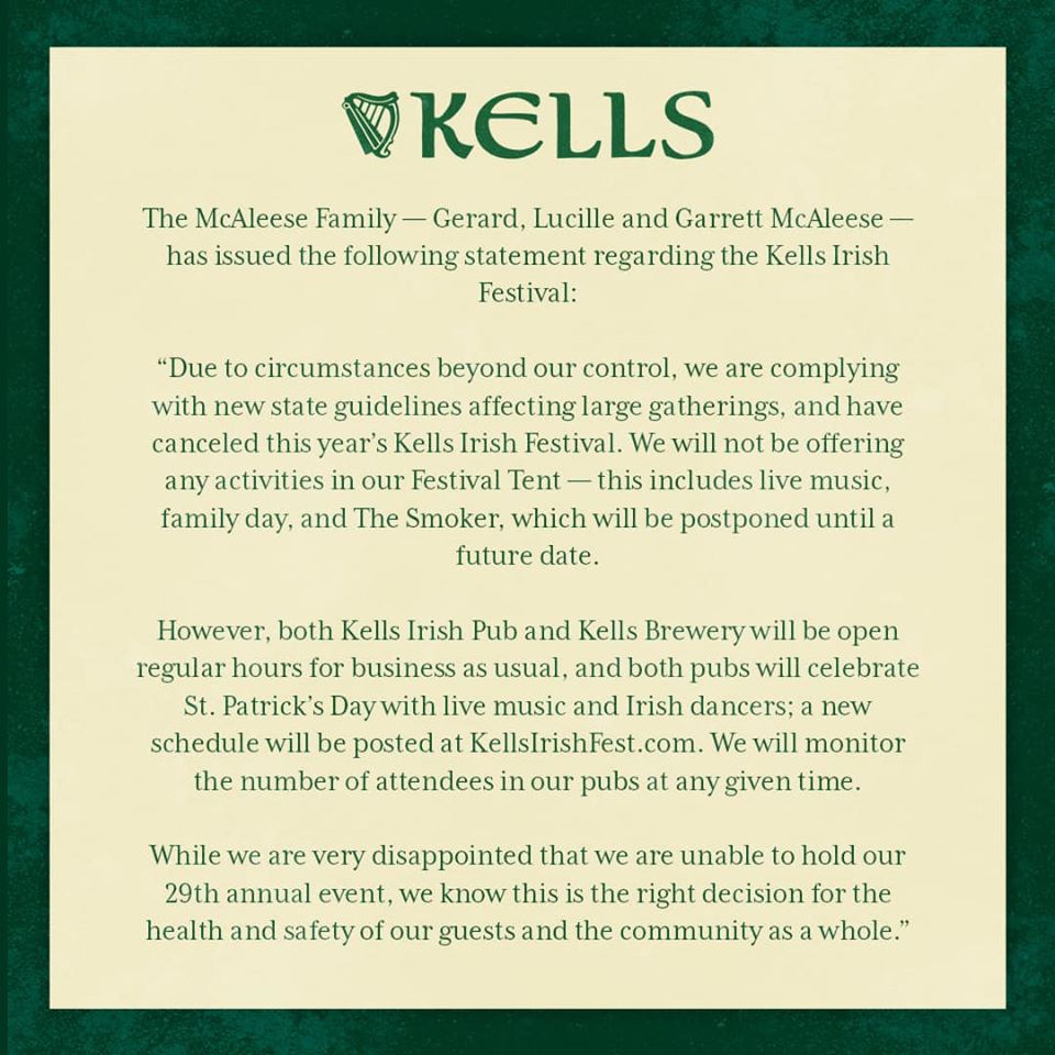 Kells Irish Festival in Portland canceled this year in response to COVID-19