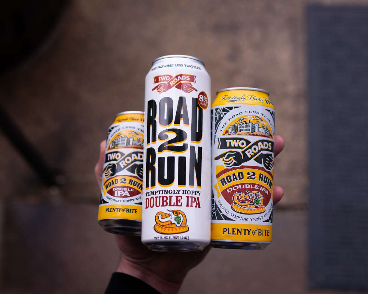 Two Roads Brewing releases Road 2 Ruin Double IPA in 19.2oz stovepipe cans