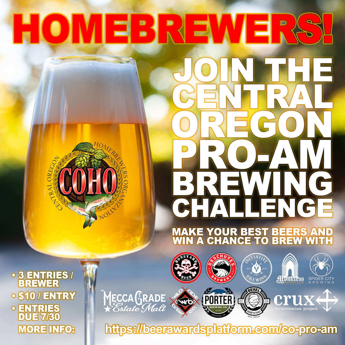 Homebrewers – enter the 2022 Central Oregon Pro-Am Brewing Challenge