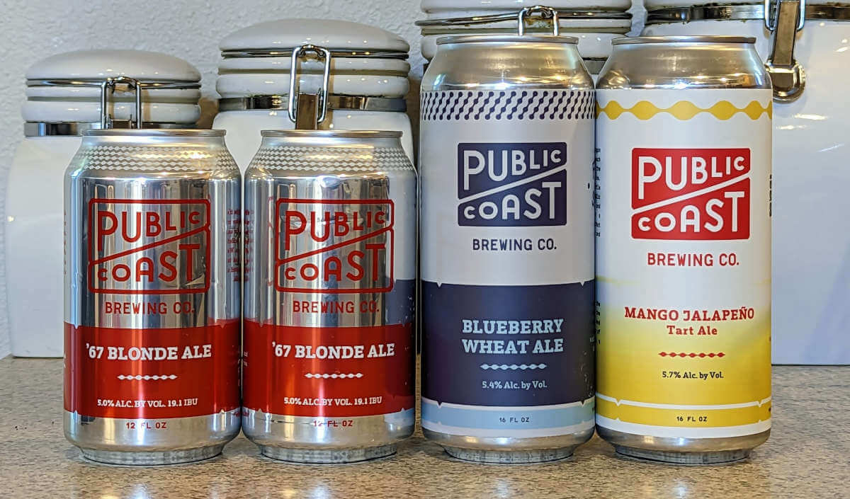 Some lighter beers from Public Coast Brewing